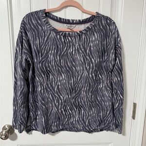 Tommy Bahama Island Soft Zebra Print Sweatshirt Crew Neck Long Sleeve Medium